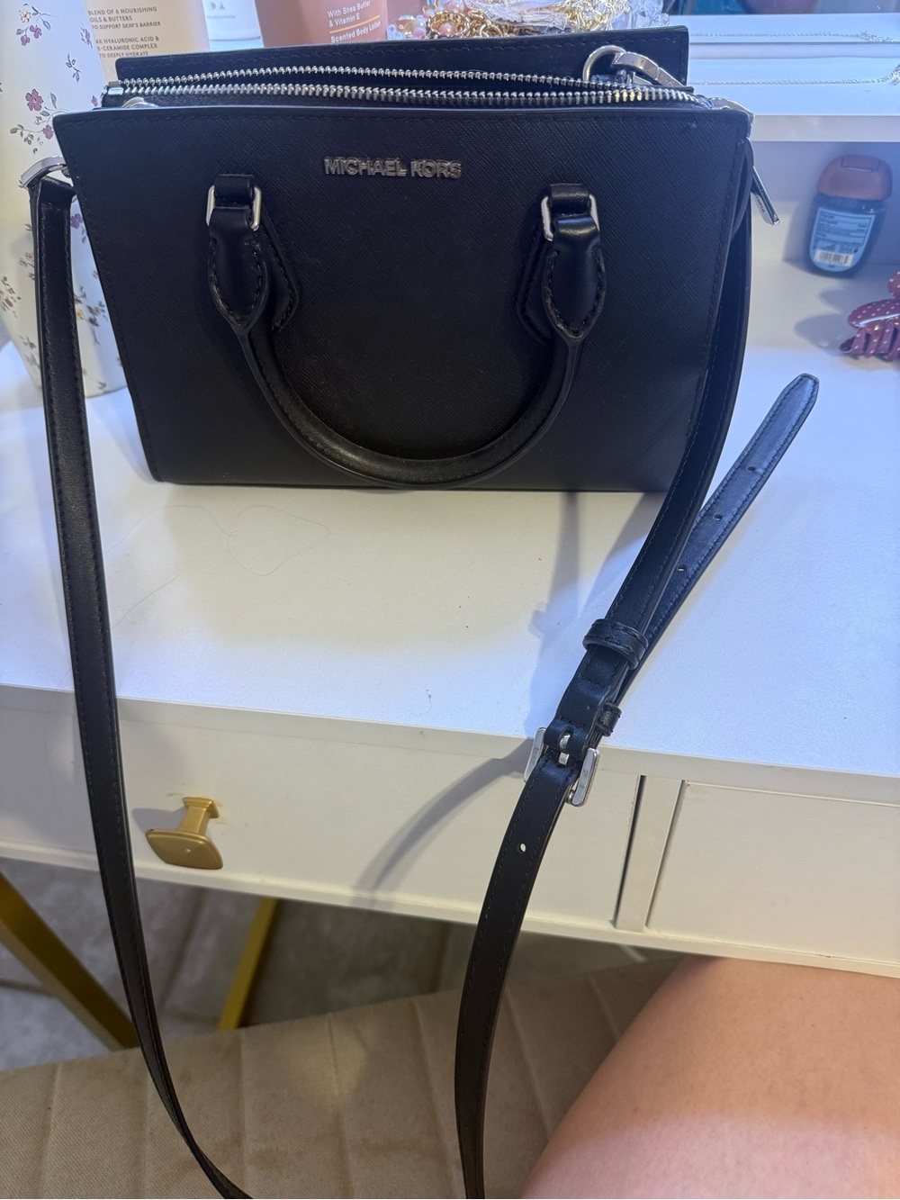 Michael Kors Black Saffiano Crossbody Satchel